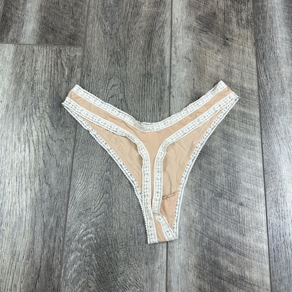 Aerie Tan Lace High Leg Thong - Picture 5 of 9